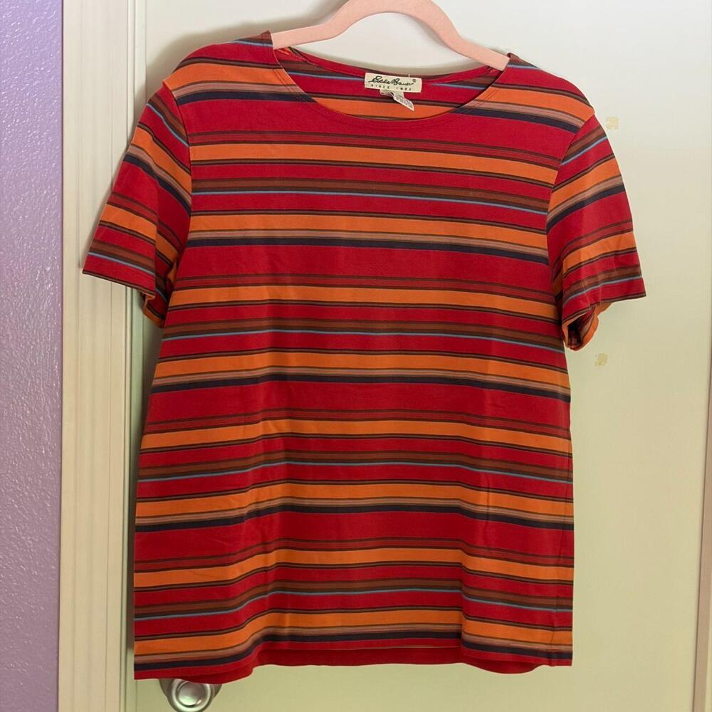 VINTAGE 2000s EDDIE BAUER STRIPED SHORT SLEEVE TEE
